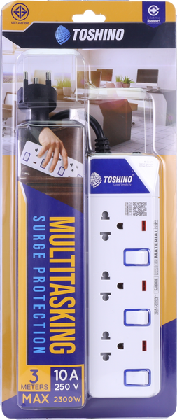 TOSHINO POWER STRIP 3SOCKETS 3SWITCH 3M.ET-913